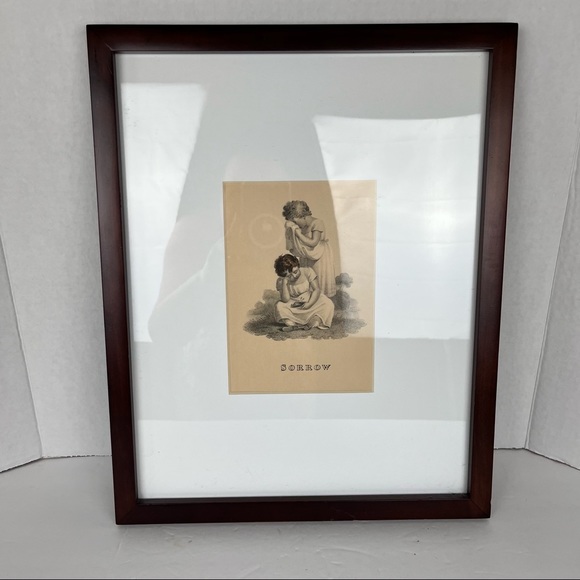 Antique “Sorrow” 2 girls etching print-framed and matted. - Picture 10 of 10